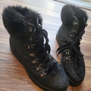 Jessica  simpson black glitter boots
